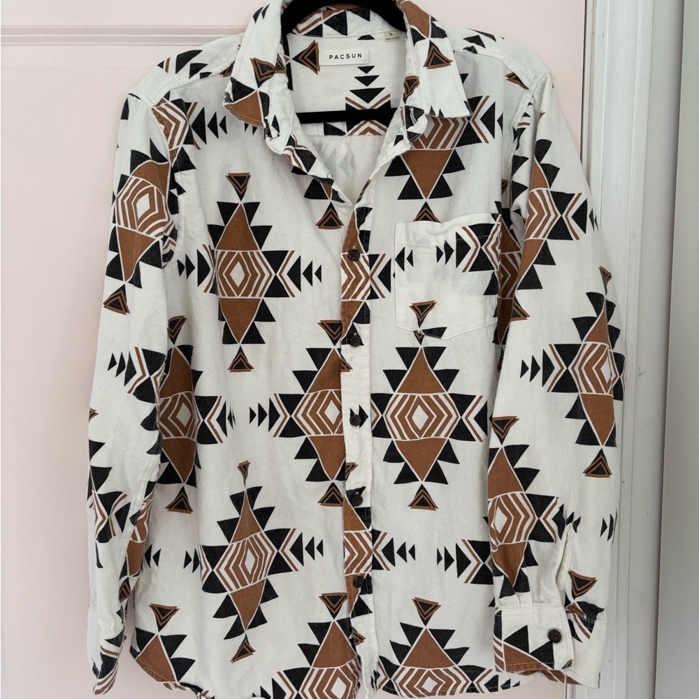 PacSun Tribal Pattern Shirt in Black and Brown